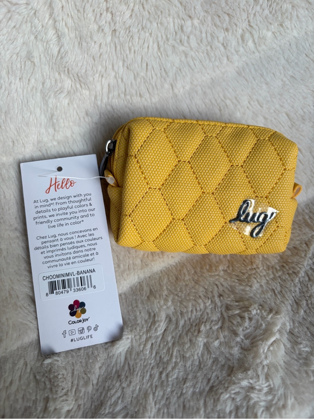 NWT Lug Quilted Choo Choo Mini Pill Box - Banana
